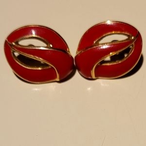 Red Enamel Monet Earrings